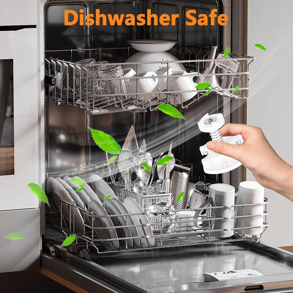 Ice cream maker mixing paddle kit on dishwasher rack, white parts