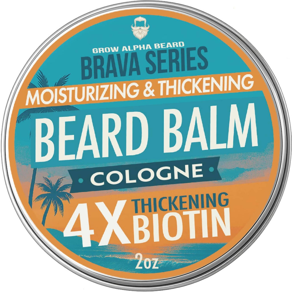 Brava Series beard balm tin, cologne, moisturizing & thickening, 4x biotin, 2 oz