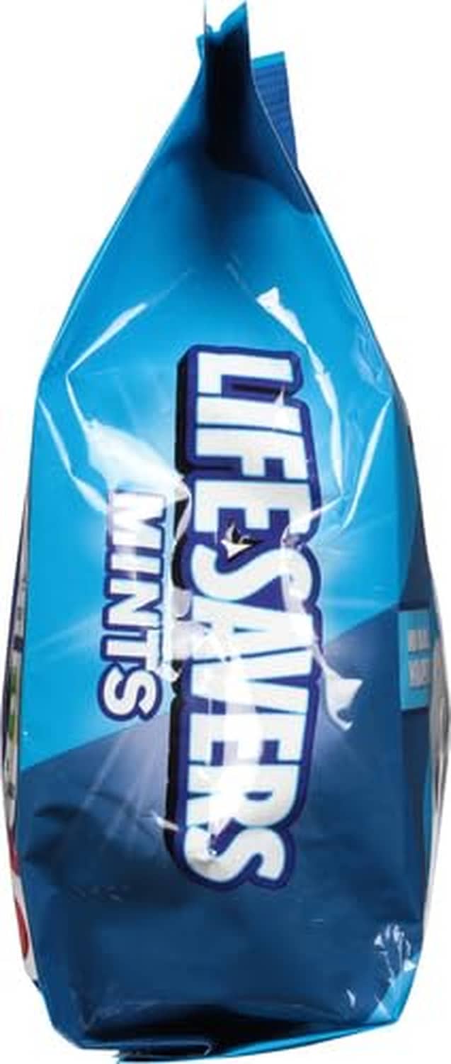 Blue hard candy bag with Pep-O-Mint logo and Flavor Mint text