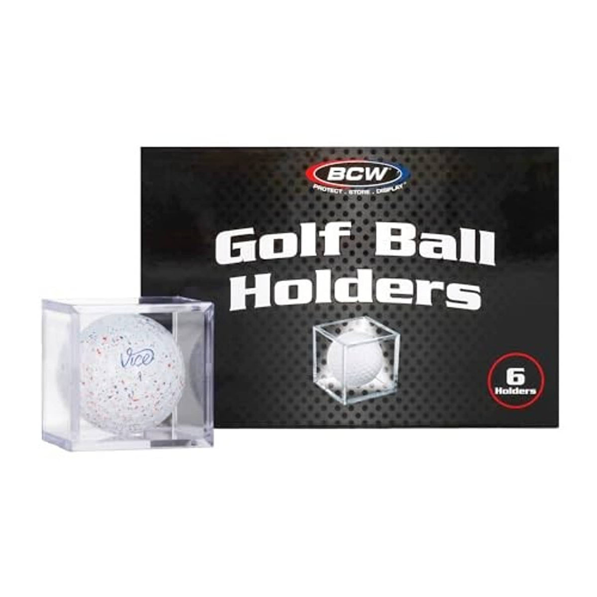 BCW square golf ball holder display cube, clear plastic case for one ball