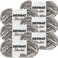 6-pack silver steel textured yarn skeins with Bernat Blanket labels, thick blanket yarn