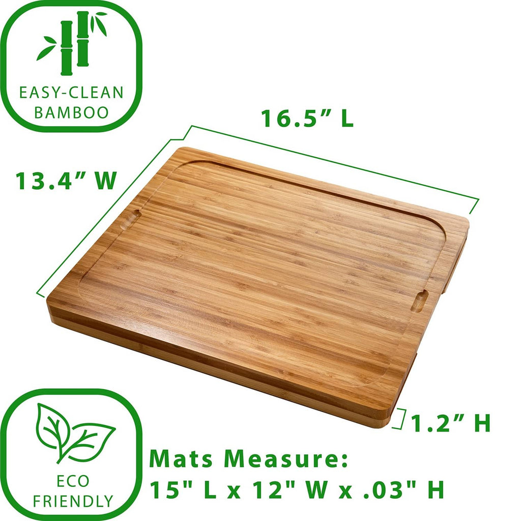 Bamboo cutting board serving tray with rounded corners and smooth surface