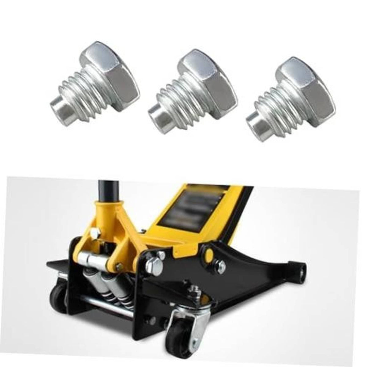 Three silver fixed-screw pressure rods with hex caps and threaded shafts