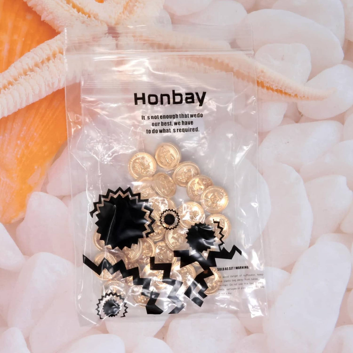 Honbay gold anchor pattern sewing buttons in clear bag, round metal set