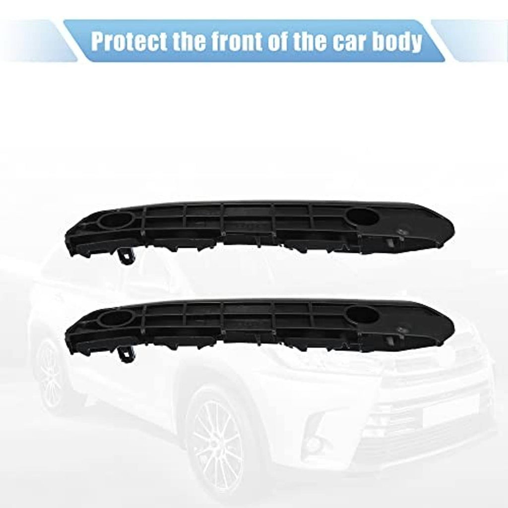 Two black front bumper mounting support brackets with vented grille sections