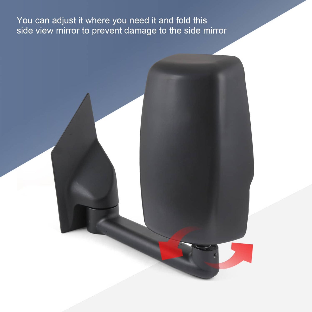 Black manual towing mirror fold adjustment detail with clear lens