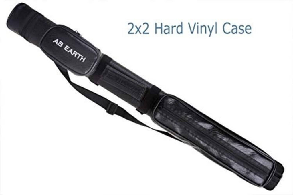 Black 2x2 hard cue carrying case with padded strap and end cap