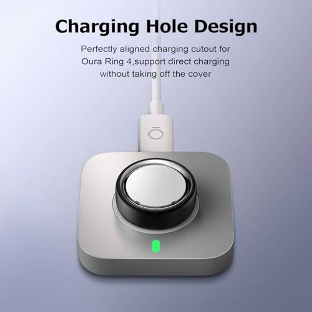 Silicone ring cover with charging hole cutout and a compatible charging plug