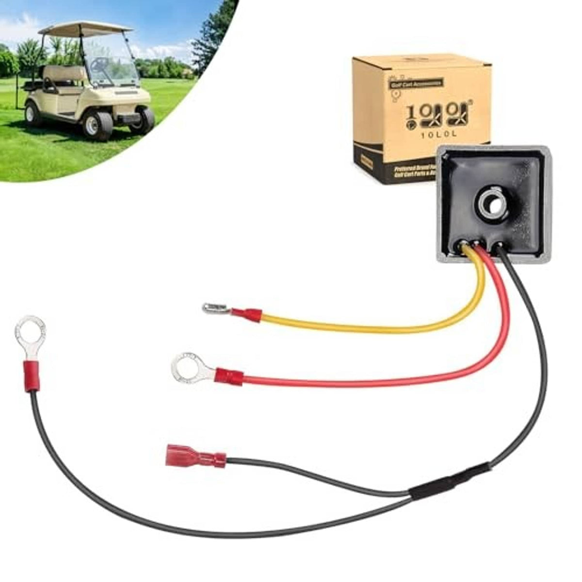Voltage regulator rectifier wiring kit with black square regulator module and color-coded wires
