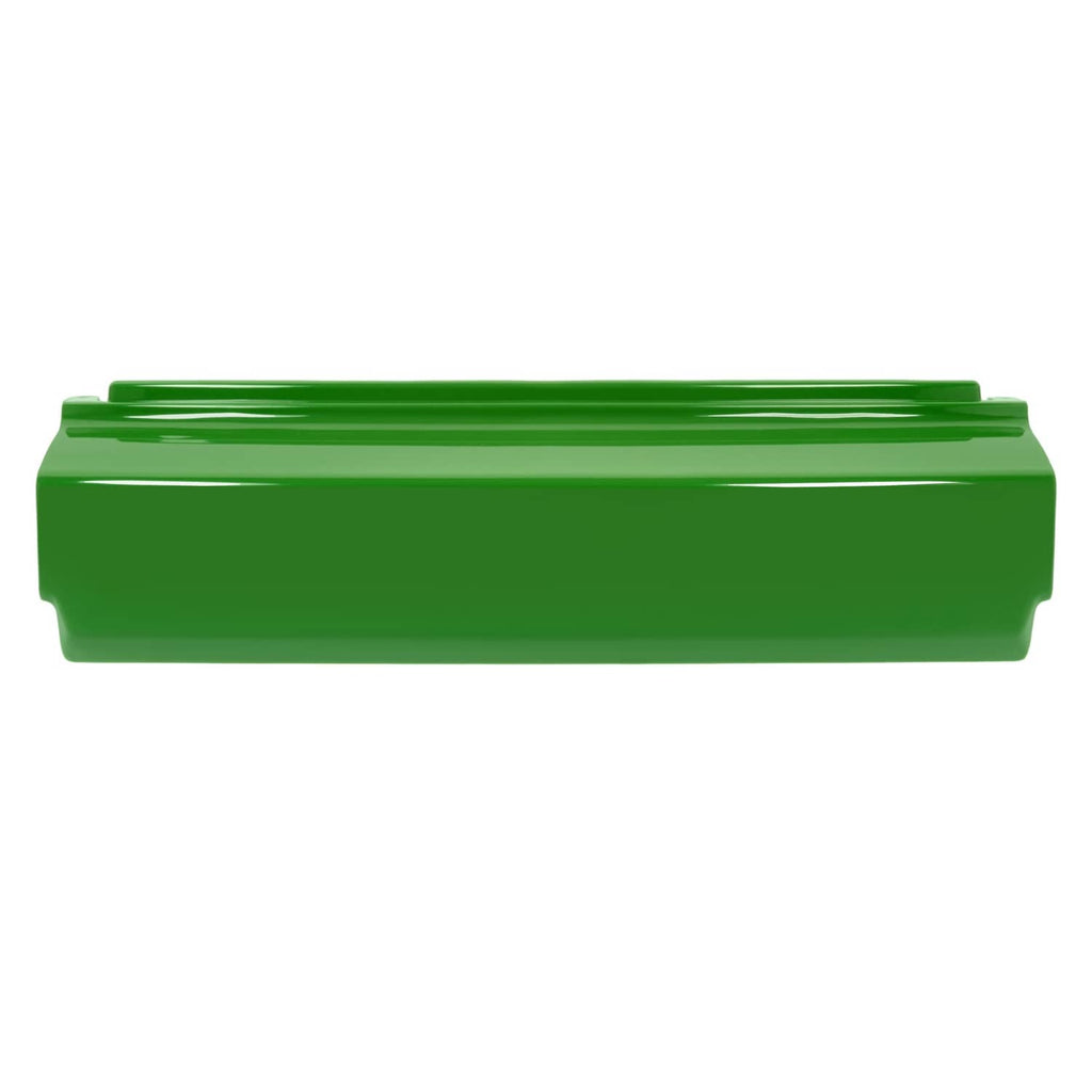 Green front bumper insert panel with raised lip and top groove detail