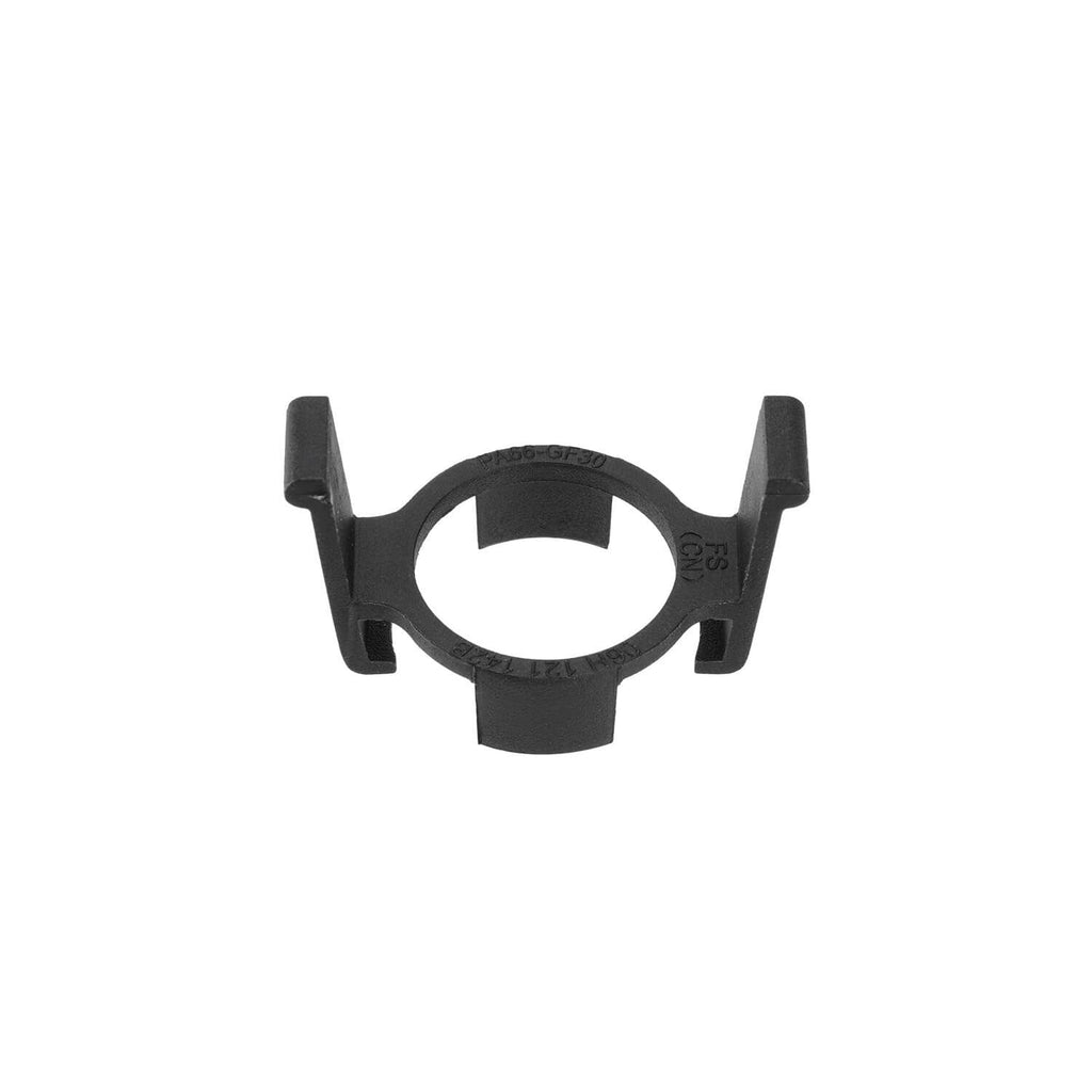 Thermostat retainer clip, black plastic ring holder with two prongs