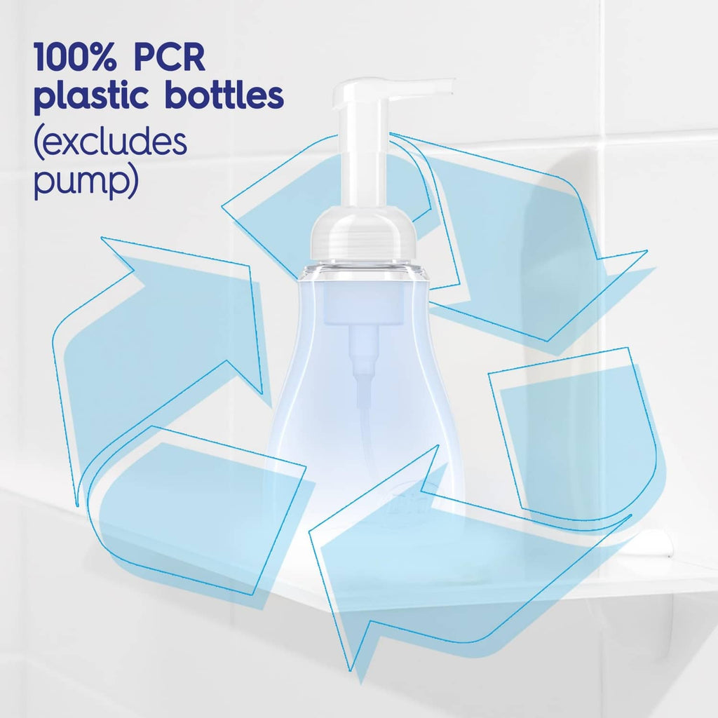 Dial antibacterial foaming hand soap refill bottle with pump, recycling arrows