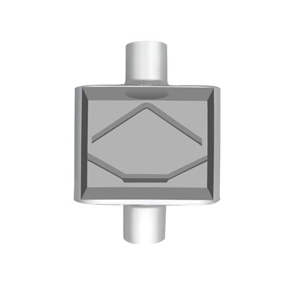 Single-chamber muffler internal structure with 2.5-inch ID inlet/outlet tubes