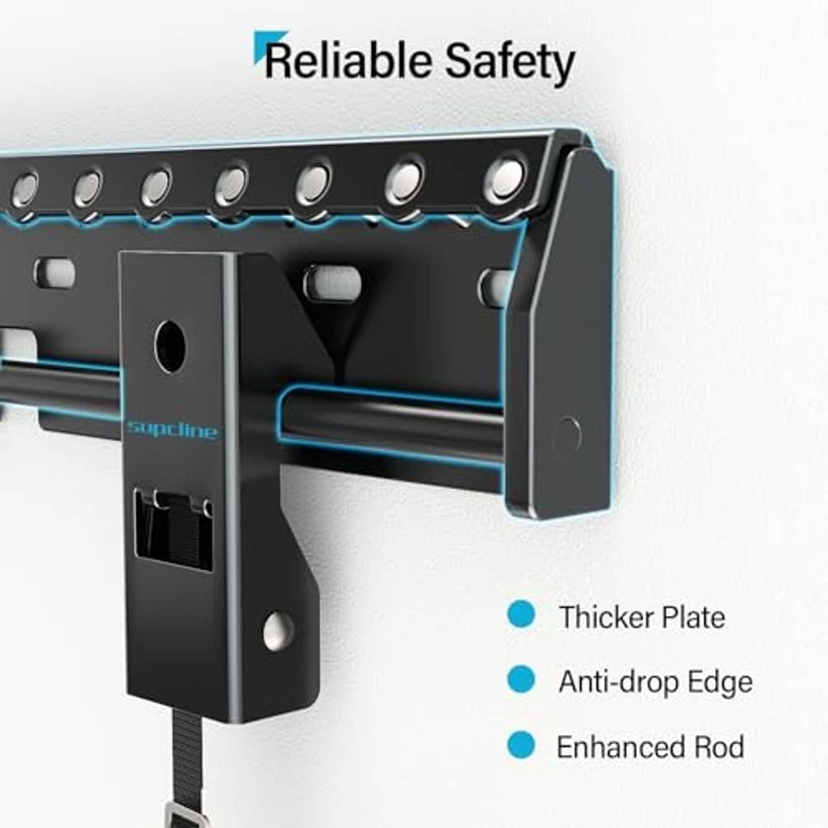 TV wall mount bracket with thicker plate and anti-drop edge support