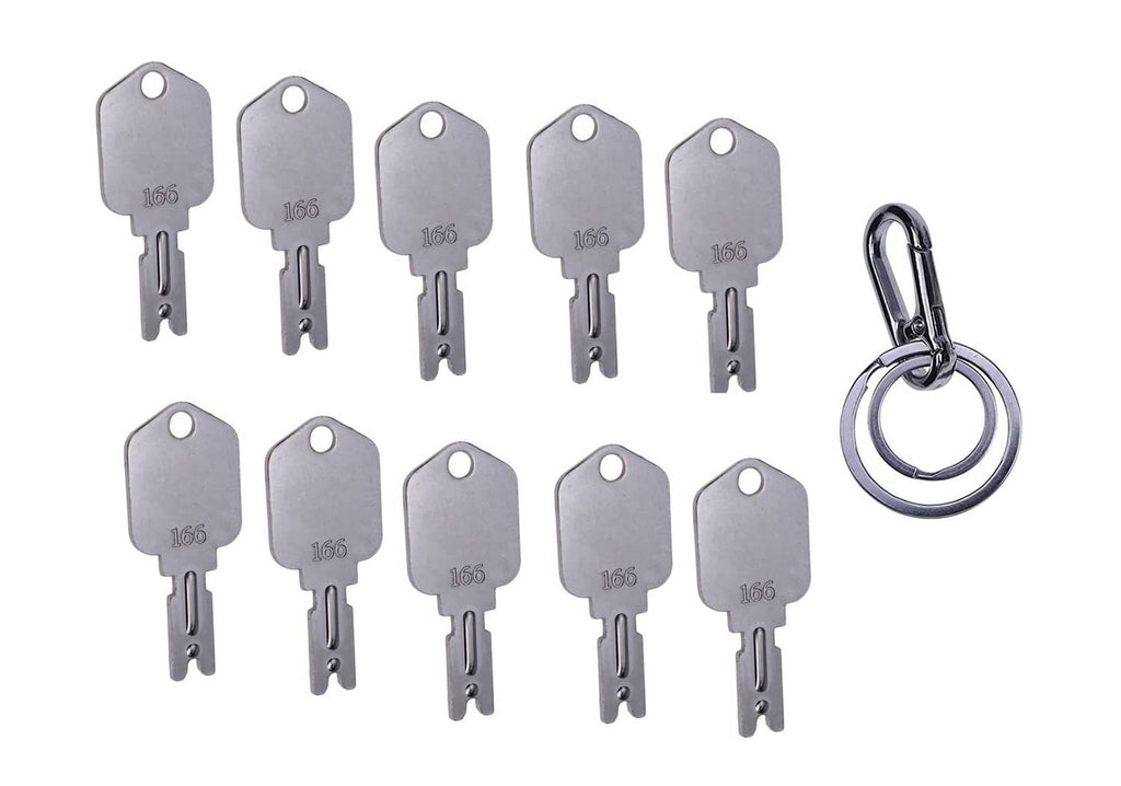 Silver forklift key blanks with metal ring, each key with a numbered head