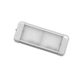 RV LED dome light bar with clear textured lens and light gray housing