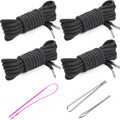 4-pack heather grey drawstring cords with metal aglets, neatly coiled