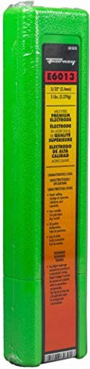 Green carton with E6013 welding electrode label and listed specs
