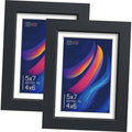Black wood photo frame set of two with tempered glass, 5x7 front view