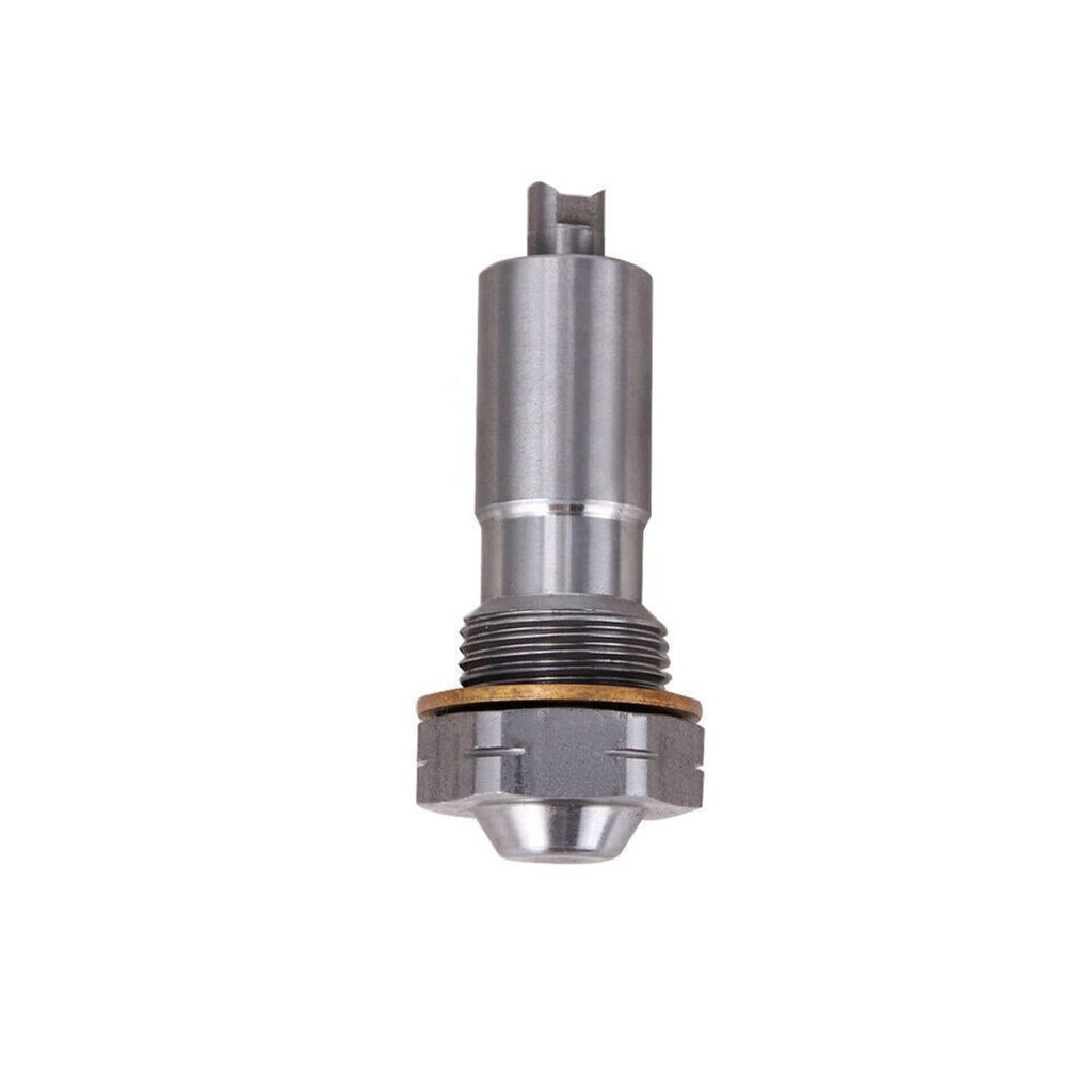 Timing chain kit hydraulic tensioner with metal body and threaded mounting post