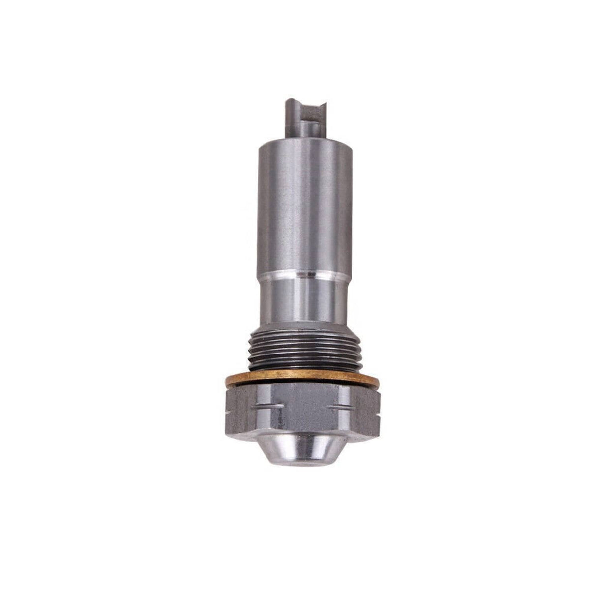 Timing chain kit hydraulic tensioner with metal body and threaded mounting post