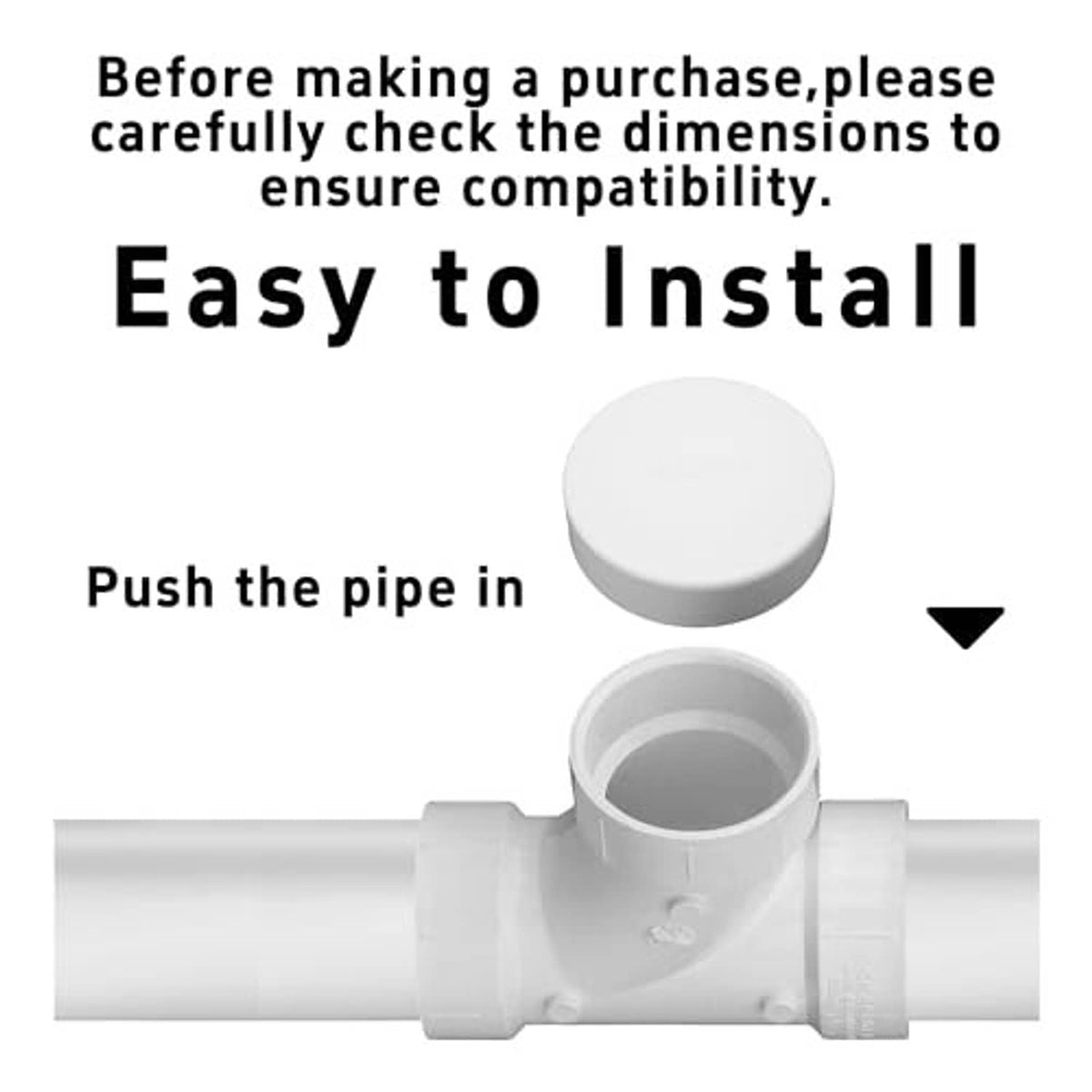 White PVC 2-inch pipe end cap plug, push-on installation