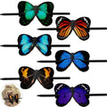Set of butterfly leather hair clips with multi-color wings on black barttes