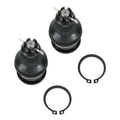 Front upper ball joint pair with rubber boots, metal studs, and retaining rings