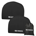 Black tire cover with AIRSKIRTS logo and matching drawstring storage bag