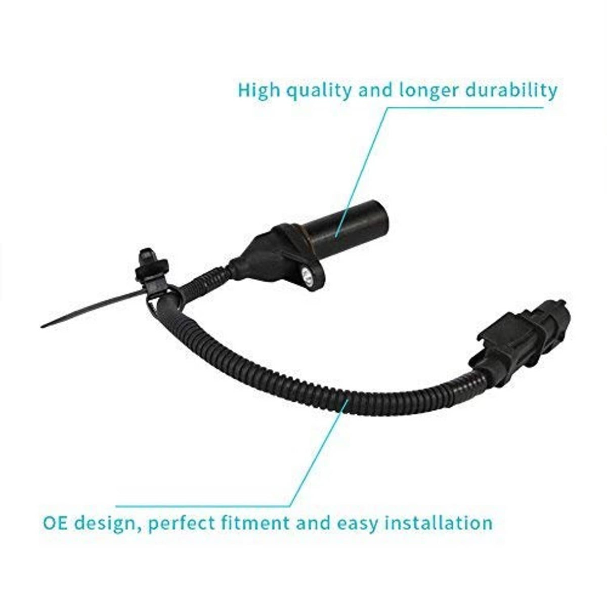 Crankshaft position sensor with wiring harness and mounting bracket