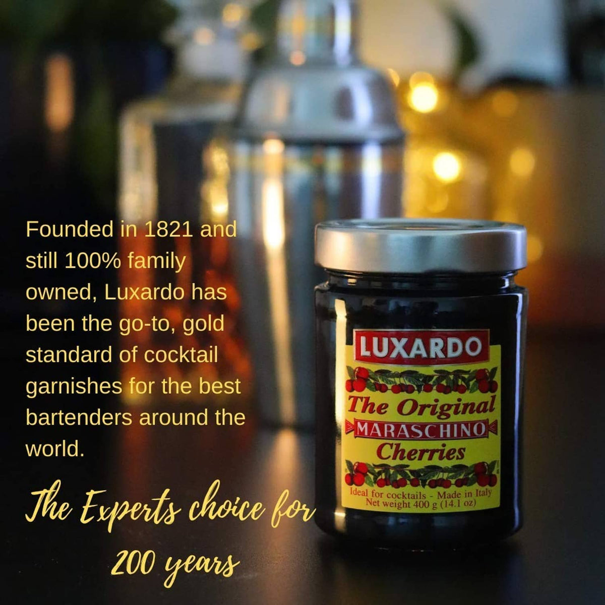 Luxardo maraschino cherries jar with silver lid