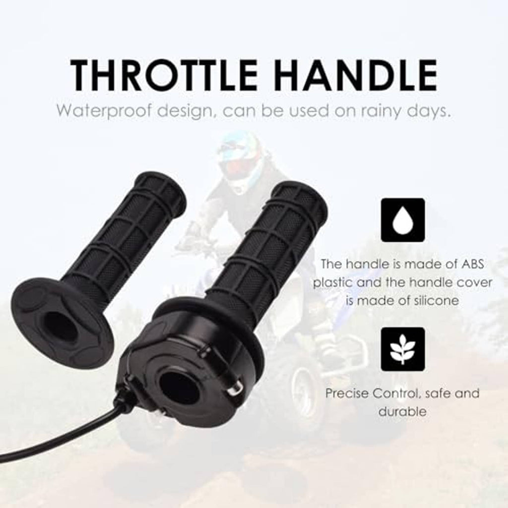 Black throttle handlebar grip set with control housing and attached cable