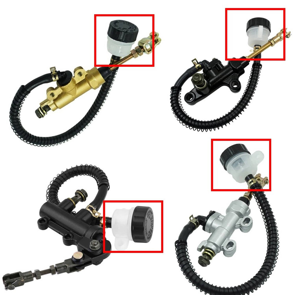 Motorcycle rear brake fluid reservoir kit with hoses and brass fittings