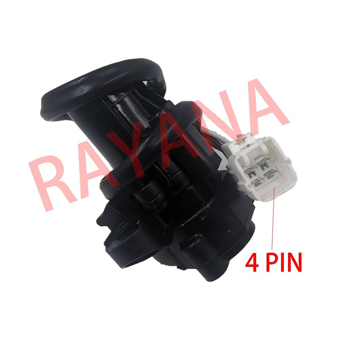 Black ignition switch cylinder with 4-pin connector and key slot