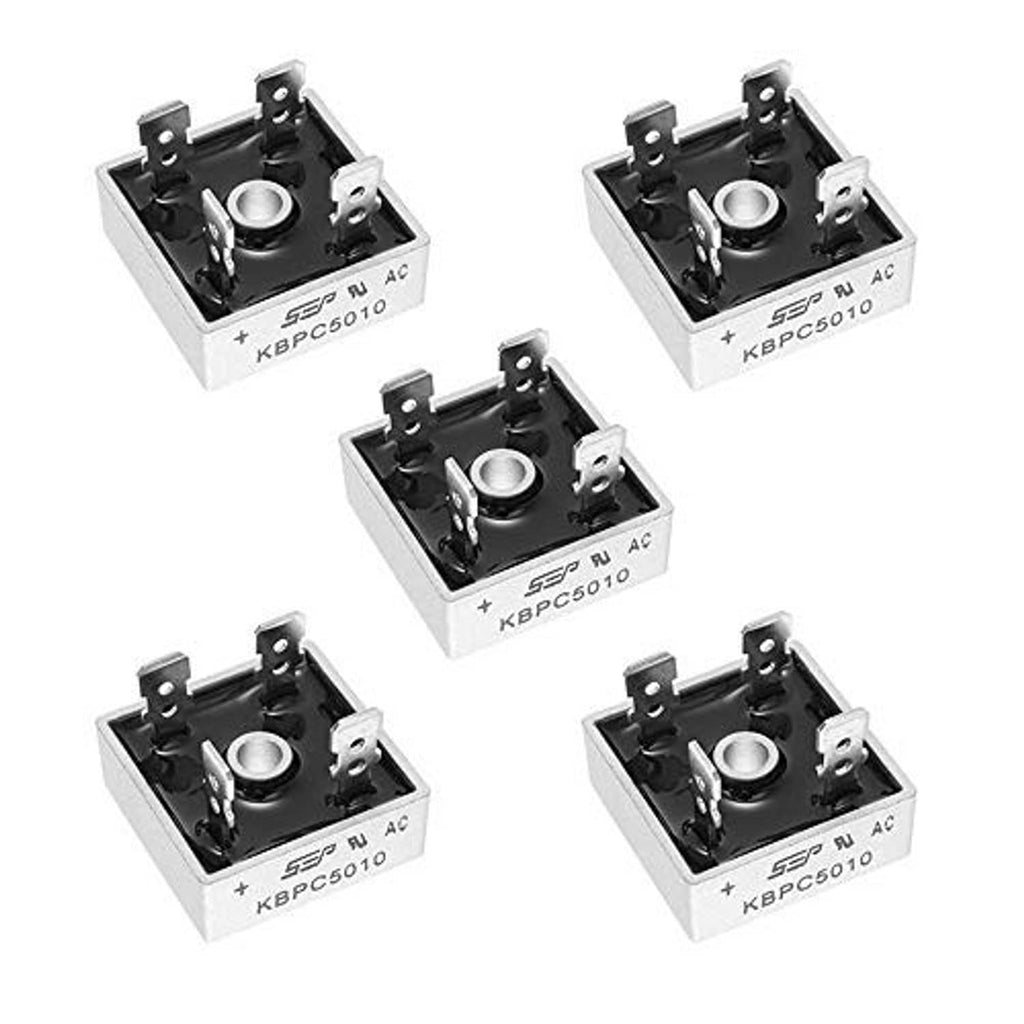 Set of bridge rectifier diode modules, 4-pin KBPC5010, silver base, black frame