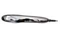 Automotive exterior door handle with chrome finish and clear lens, front-facing view
