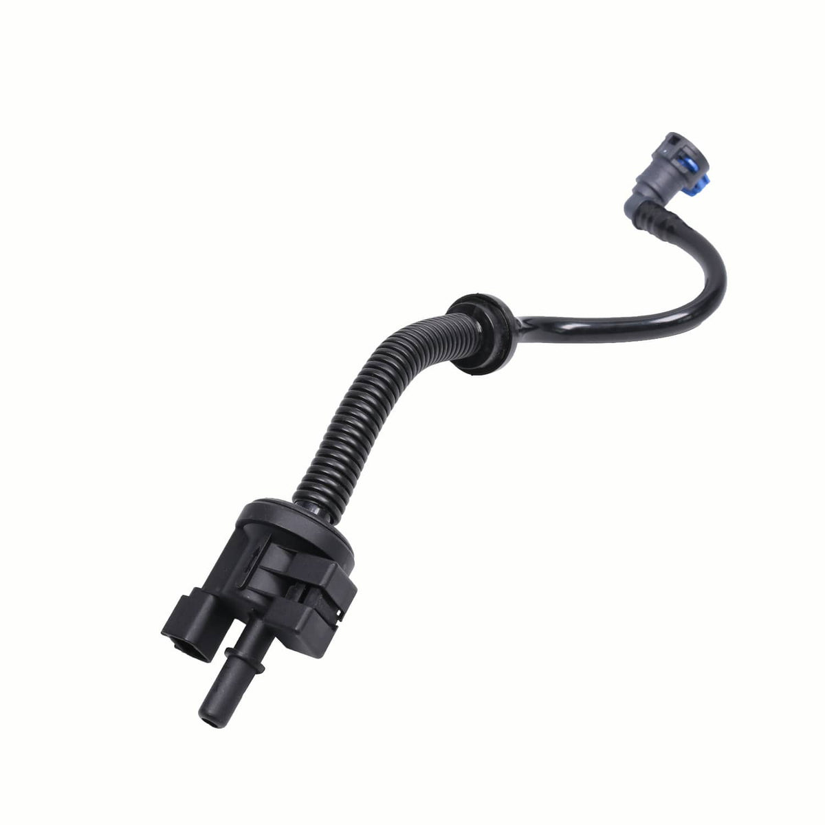 Purge solenoid fuel vapor hose with ribbed tubing and blue electrical connector