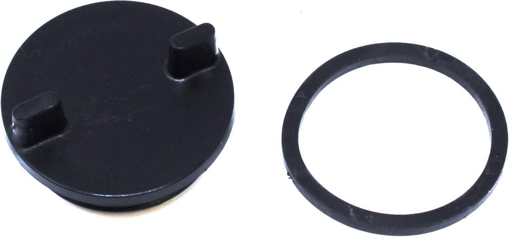 Black non-locking gas deck fill cap with rubber gasket ring