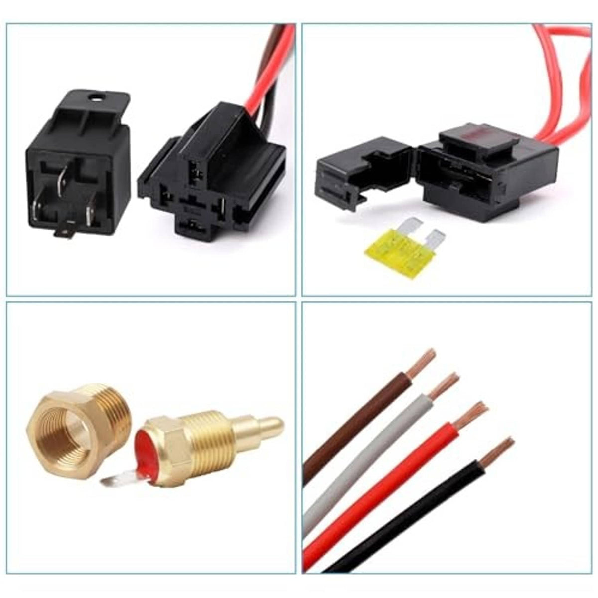 Connector and wiring accessory set with relay sockets and brass temperature probe adapter