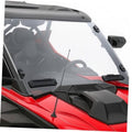 Vented full windshield for side-by-side, dark tinted panel with black mounting brackets