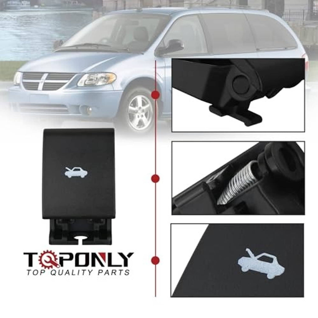Black hood release pull handle set with white car icon and close-up of latch