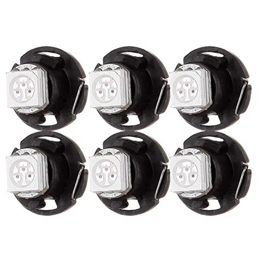6-pack T4.7 neo-wedge LED bulbs, black housings with visible white LED modules