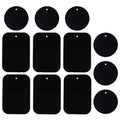 Adhesive phone mount metal plates set, black round and rectangular pieces with small hole