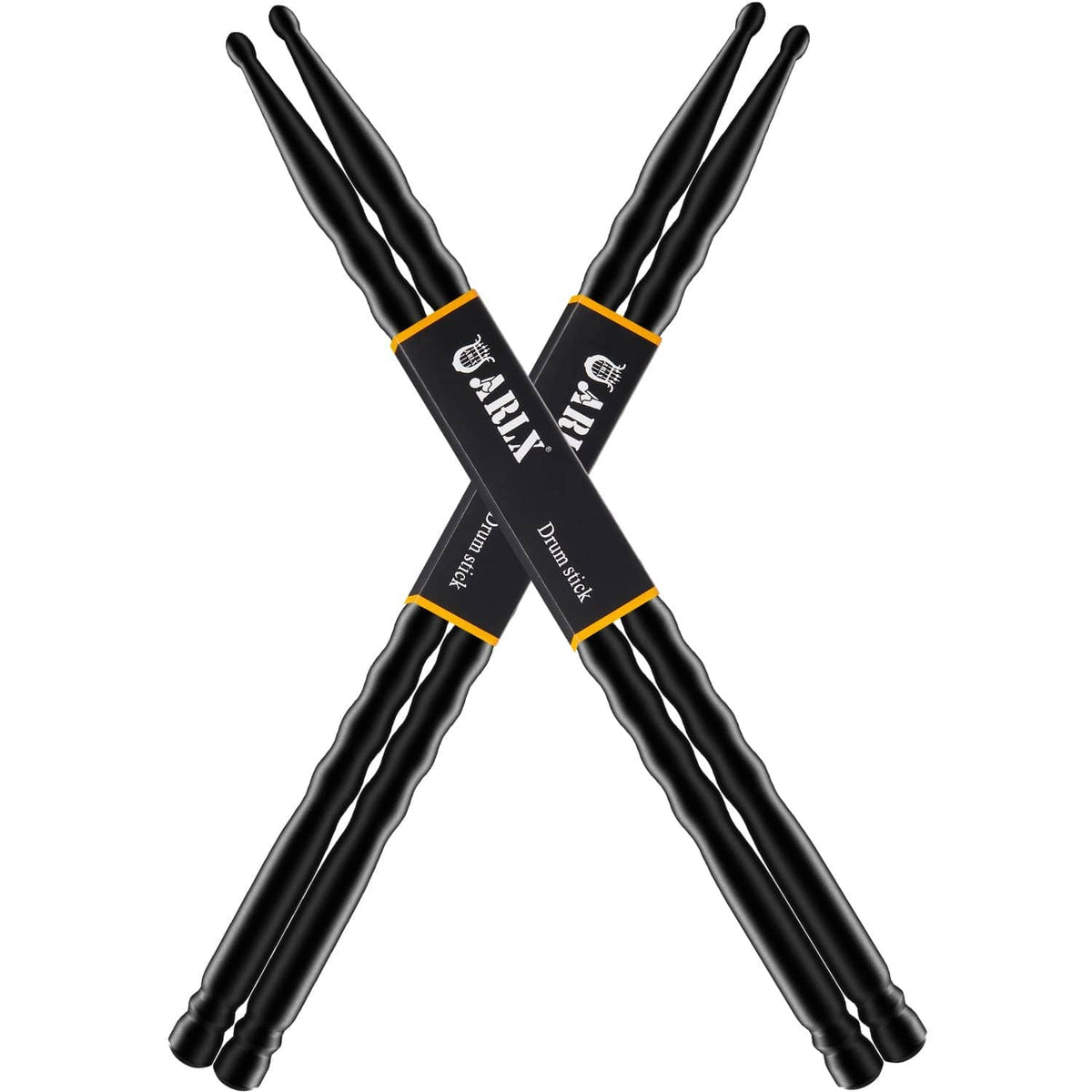 Carbon fiber drumsticks 5A pair, black drumsticks with yellow bands