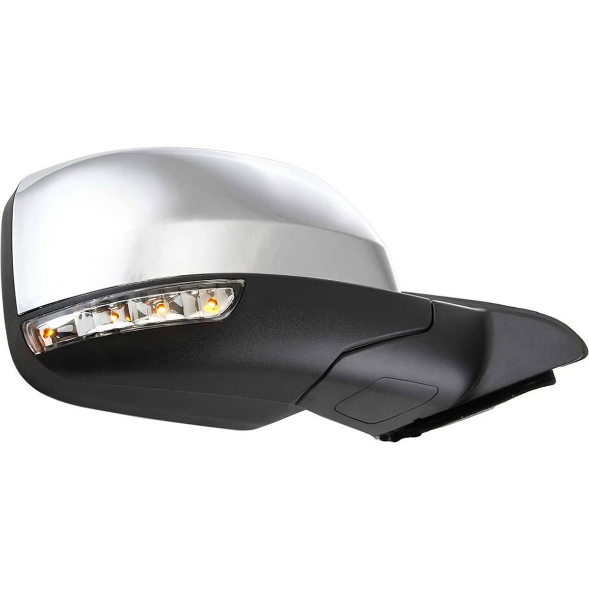 Passenger-side manual-fold blind spot mirror with integrated amber indicator
