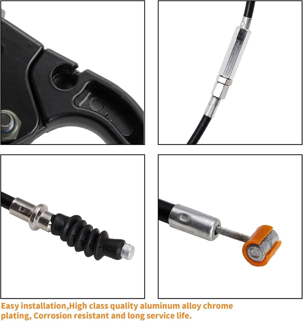 Close-up of clutch lever cable connection points with black housing and chrome cable end