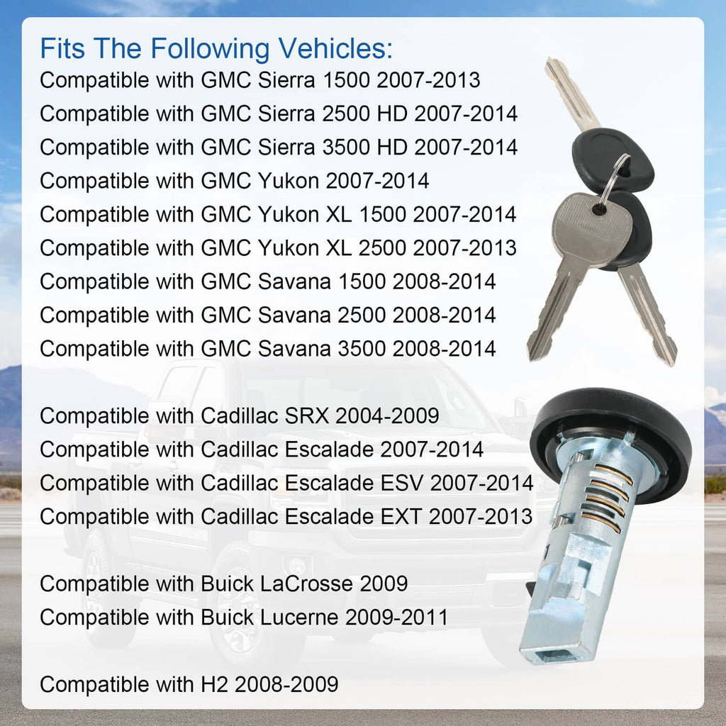 Ignition lock cylinder with key heads and blades, shown on compatibility card