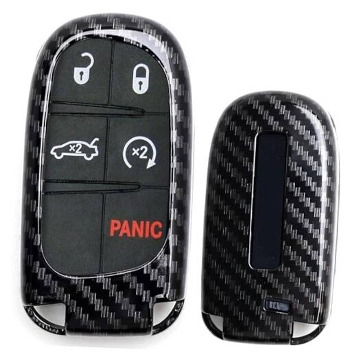 Glossy black carbon fiber key fob shell, front buttons and rear panel