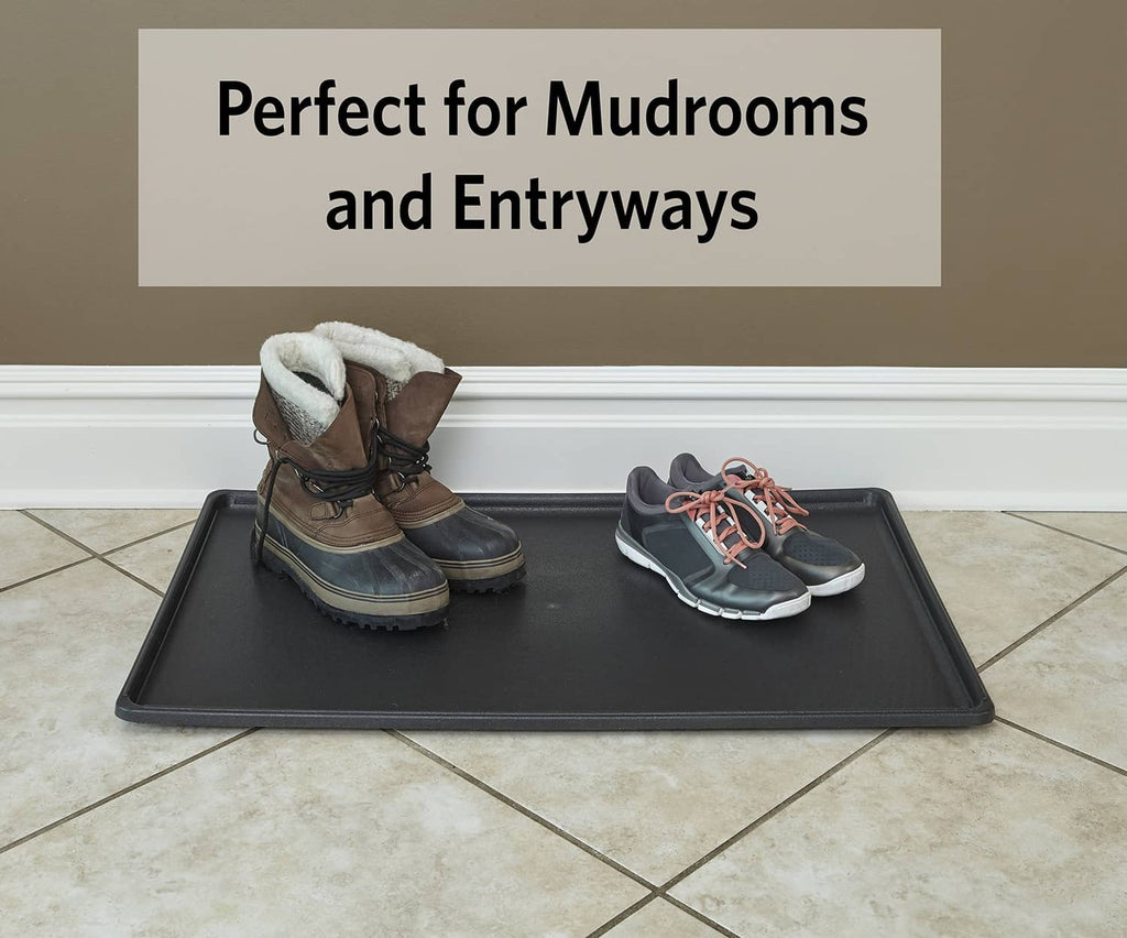 Dark replacement dog crate pan for wiping muddy shoes and boots at entryways