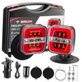Magnetic wireless trailer lights with two red LED lamps and black mounting bases